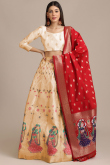Weaved Thread Work Party Wear Lehenga in Off White Silk
