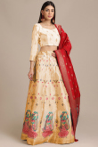 Weaved Thread Work Party Wear Lehenga in Off White Silk