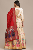 Weaved Thread Work Party Wear Lehenga in Off White Silk