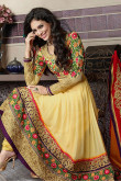 Pale Yellow Georgette Eid Anarkali Churidar Suit with Dupatta