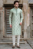 Light Green Poly Cotton Men Kurta Pajama