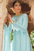Sky Blue Georgette Embroidered Churidar Suit for Wedding & Party