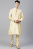Indian Dupion Silk Cream Men Kurta Pajama for Wedding & Party