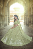 Indian Pistachio Green Georgette Sequins Embroidered Lehenga