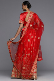 Indian Traditional Satin Embroidered Lehenga In Red