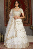White Net Lehenga with U-Neck Blouse & Sequins Work for Special Occasions