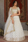 White Net Lehenga with U-Neck Blouse & Sequins Work for Special Occasions