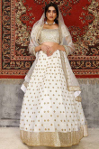 White Net Lehenga with U-Neck Blouse & Sequins Work for Special Occasions