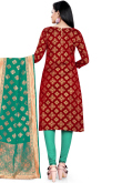 Brocade Deep Red Churidar Suit