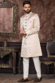 Jacquard Light Peach Men's Sherwani