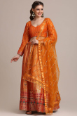 Traditional Lehenga in Jacquard Orange for Wedding 