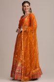 Traditional Lehenga in Jacquard Orange for Wedding 