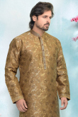 Jacquard Readymade Brown Kurta With Churidar for Wedding & Party