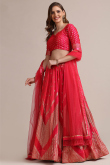 Jacquard Ruby Red Lehenga