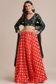 Jacquard Silk Red Lehenga