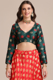 Jacquard Silk Red Lehenga