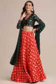 Jacquard Silk Red Lehenga