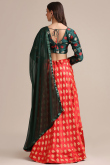 Jacquard Silk Red Lehenga
