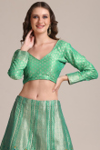 Jacquard Silk Seafoam Green Lehenga with Net Dupatta