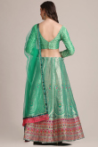 Jacquard Silk Seafoam Green Lehenga with Net Dupatta