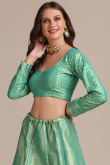 Jacquard Silk Seafoam Green Lehenga with Dupatta