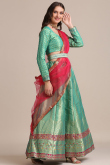 Jacquard Silk Seafoam Green Lehenga with Dupatta