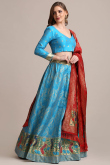Jacquard Sky Blue Lehenga