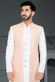 Jacquard White Men's Jacket Style Sherwani