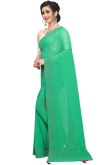 Jade Green Georgette Saree With Georgette Blouse