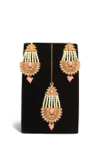 Light Pink Pearl Earrings With Maang Tikka