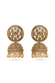 Dark Grey Beads Gold Plated Earrings
