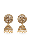 Light Grey Beads Gold Plated Earrings