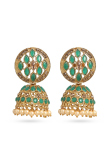 Emerald Green Stone Gold Plated Earrings