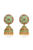 Mint Green Stone Work Gold Plated Earrings
