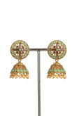 Mint Green Stone Work Gold Plated Earrings