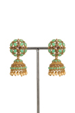 Mint Green Stone Work Gold Plated Earrings