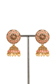 Salmon Pink Stone Studded Gold Plated Jhumka