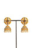 Light Orange Stone Work Gold Plated Earrings
