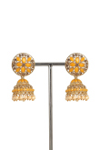 Light Orange Stone Work Gold Plated Earrings
