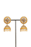 Light Orange Stone Work Gold Plated Earrings