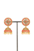 Gold Plated Salmon Pink Stone Work Jhumka