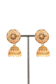 Salmon Peach Stone Work Gold Plated Jhumka