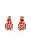 Red Beads Earrings With Gold-Plated Finish