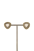 Gold Stone And Gold Pleated Stud Earrings