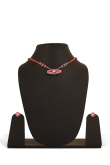 Ruby Pink Stone Work Necklace Set With Earring