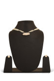 Creamy Pink Stone Work Necklace Set With Earring