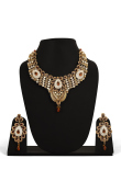 Light Brown Stone Gold Earing And Necklace Set 