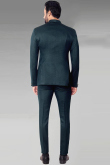Plain Silk Teal Blue Jodhpuri Style Men's Coat Pant