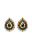  Green Stone Studded Metal Earring Studs
