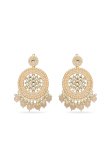 Elegant Peach Pearl Chandbalis in Kundan Finish